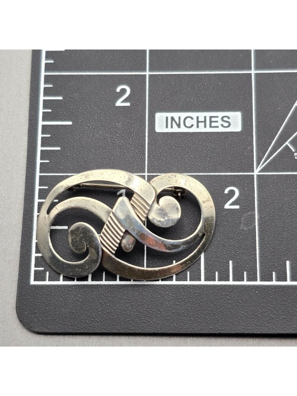 Vintage Beau Sterling Swirl Brooch Mid Century Modern Pin Sculptural Jewelry - Picture 6 of 8